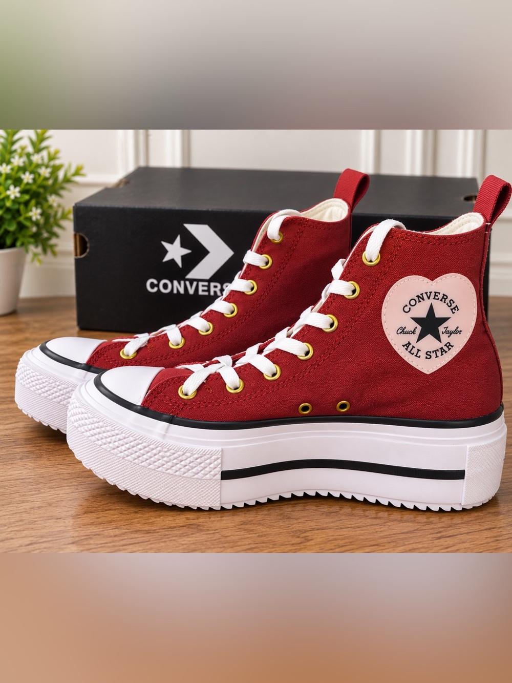 Converse Women's Burgundy High-Top Platform Sneakers NIB✨